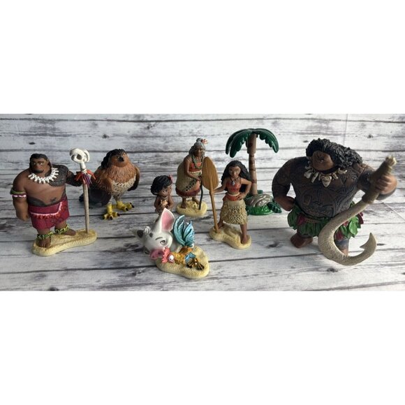 Disney Other - Disney Moana PVC Plastic Figurines Cake Toppers Lot Of 8